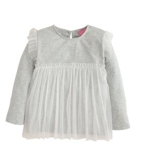 NWT Bisby Fairy Shirt - Girls' Gray Long Sleeve Top with Tulle Overlay Size 10